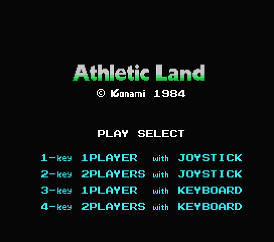 Atletic Land title screen for MSX